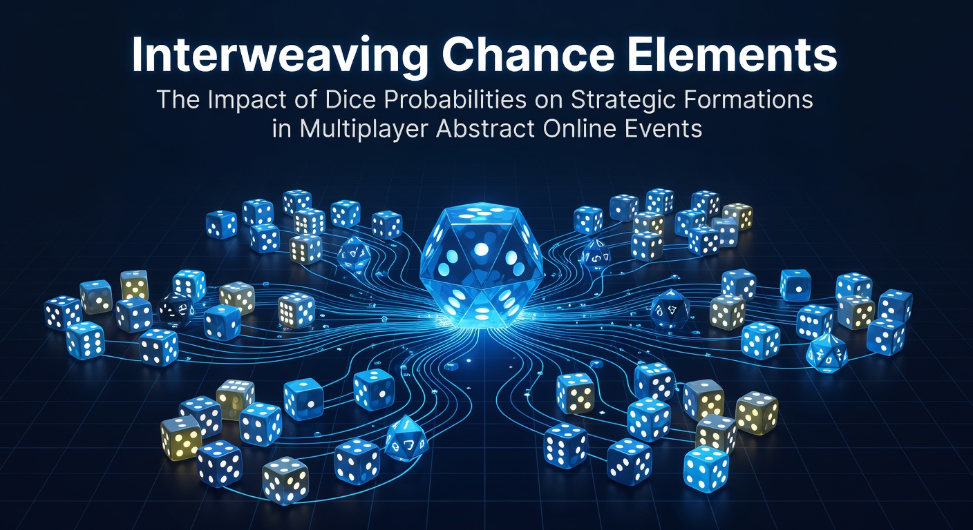 Abstract representation of dice rolls influencing strategic board formations in a multiplayer online game environment