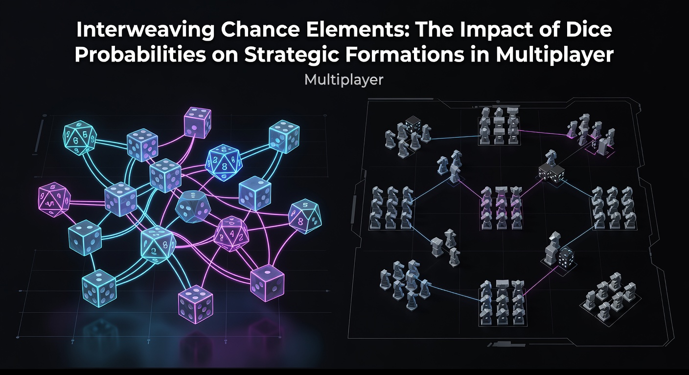 Detailed view of interconnected game pieces and dice illustrating probability impacts on multiplayer strategies