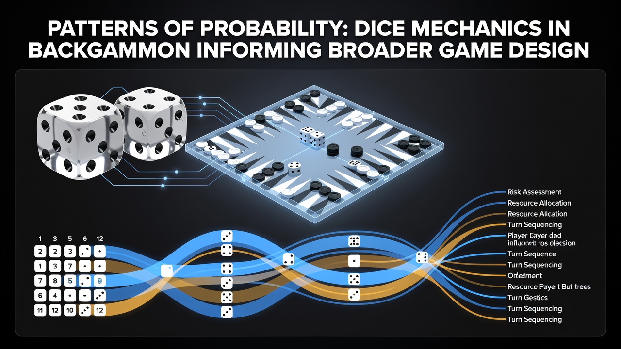 Dice rolls and probability charts illustrating backgammon mechanics applied to game design