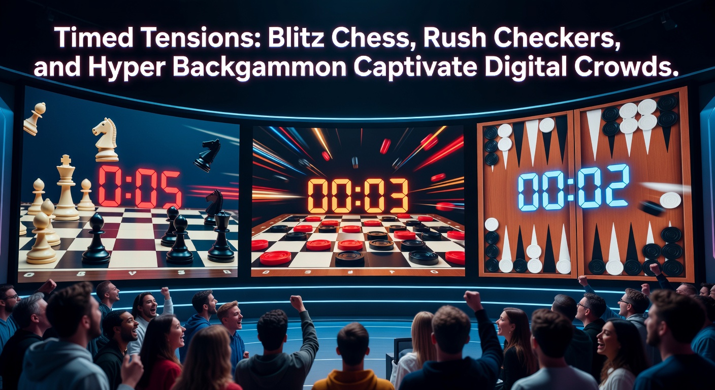 Players intensely focused on blitz chess boards during an online tournament, clocks ticking down rapidly